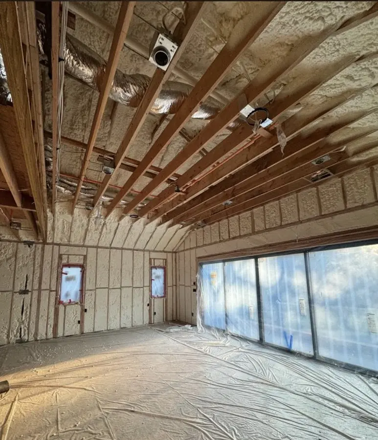 Interior walls and ceiling insulated with spray foam during new construction in Terrace Heights